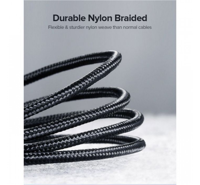 Дата кабель USB 2.0 AM to USB-C 0.25m 3A aluminum braid nickel plating black Ugreen (60124)
