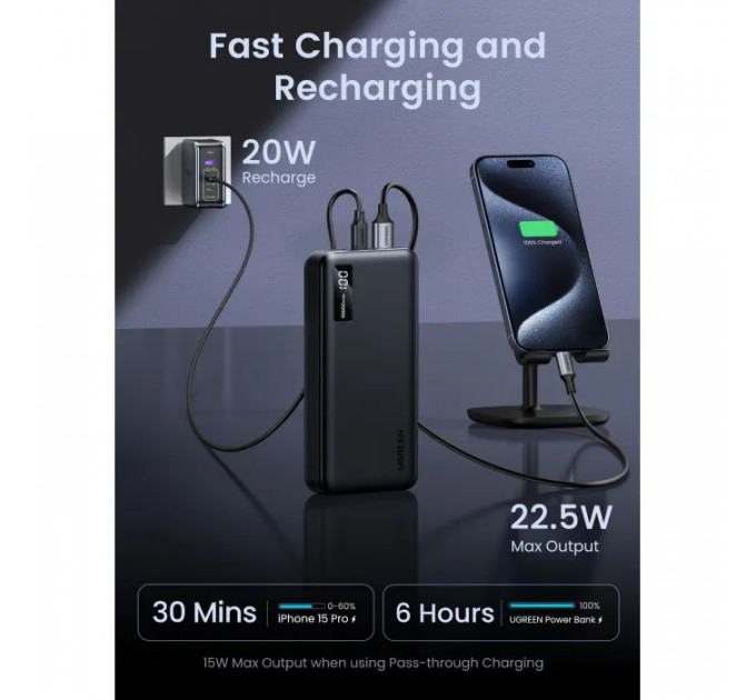 Батарея універсальна Ugreen 20000mAh 20W Two-way Fast Charging (PB312 25683)