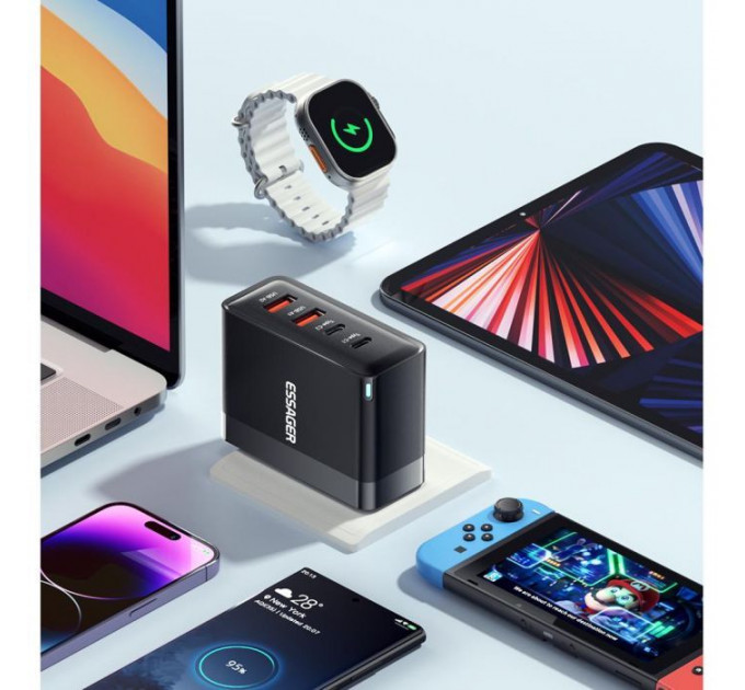 Зарядний пристрій 2xUSB-C + 2xUSB 100W Essager (ECT2CA-QYB01-Z)