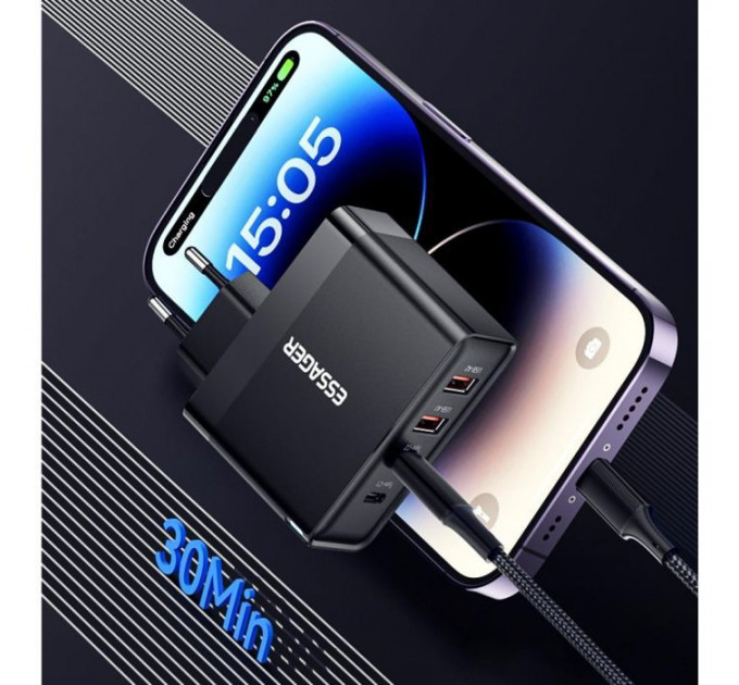 Зарядний пристрій 2xUSB-C + 2xUSB 100W Essager (ECT2CA-QYB01-Z)