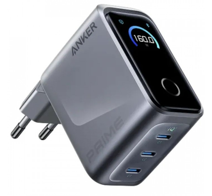 Зарядное устройство Anker 3xUSB-C PD3.1 160W GaNPrime w Display silver (A2687341)
