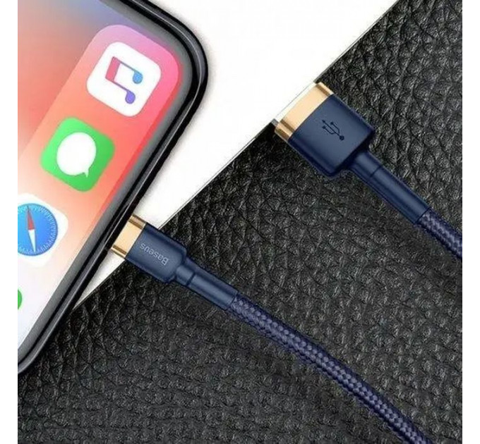 Дата кабель USB 2.0 AM to Lightning 2.0m 1.5A Cafule gold+blue Baseus (CALKLF-CV3)
