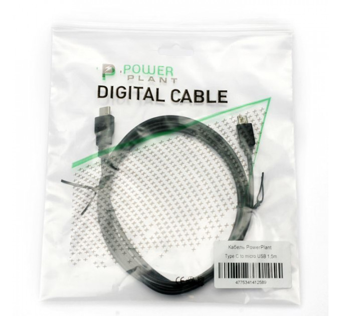 Дата кабель USB-C to Micro 5P 1.5m PowerPlant (KD00AS1258)