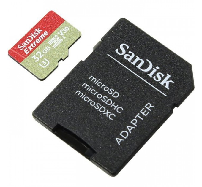 Карта пам/'яті SanDisk 32GB microSD class 10 V30 A1 UHS-I U3 Extreme Action (SDSQXAF-032G-GN6AA)
