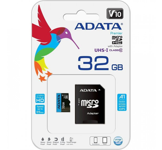 Карта пам/'яті ADATA 32GB microSD class 10 UHS-I A1 Premier (AUSDH32GUICL10A1-RA1)