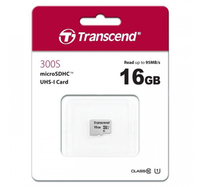 Карта памяти Transcend 16GB microSDHC class 10 UHS-I U1 (TS16GUSD300S)