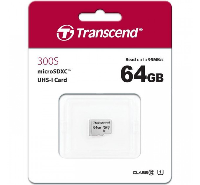 Карта пам/'яті Transcend 64GB microSDXC class 10 UHS-I U1 (TS64GUSD300S)