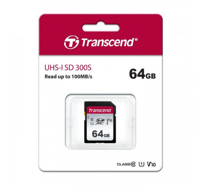Карта пам/'яті Transcend 64GB SDXC class 10 UHS-I U1 V10 (TS64GSDC300S)