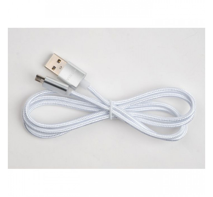 Дата кабель USB 2.0 AM to Micro 5P 1m LED silver Vinga (VCPDCMLED1S)