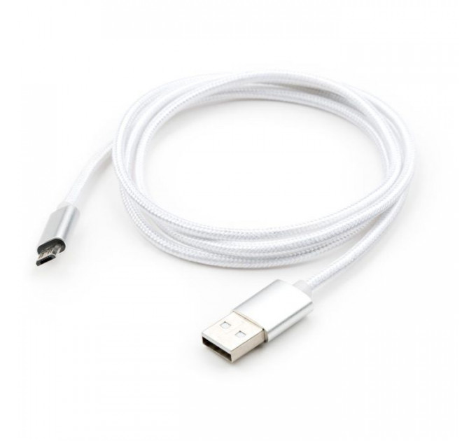 Дата кабель USB 2.0 AM to Micro 5P 1m LED silver Vinga (VCPDCMLED1S)