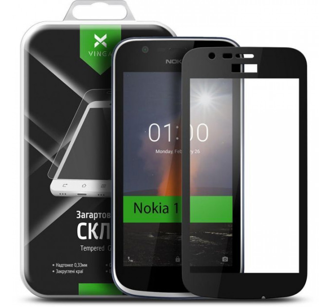 Стекло защитное Vinga для Nokia 1 Black (VTPGS-N1B)