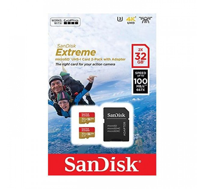 Карта пам/'яті SanDisk 32GB microSD class 10 UHS-I U3 V30 A1 Extreme (SDSQXAF-032G-GN6AT)