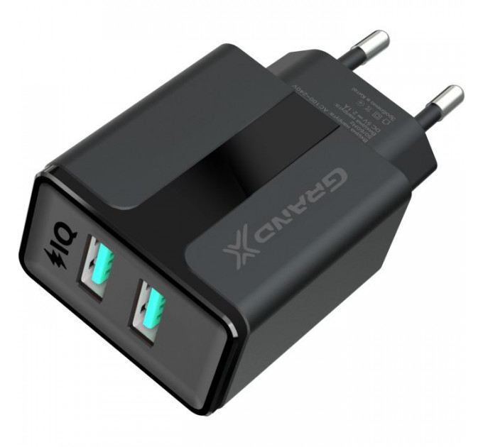 Зарядное устройство Grand-X 5V 2,1A Black + cable USB-Lightning (CH15LTB)