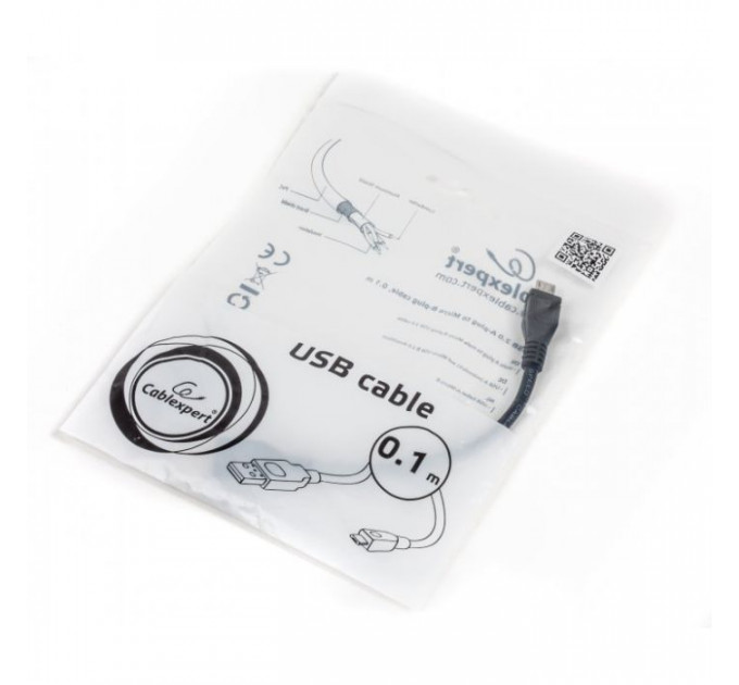 Дата кабель USB 2.0 AM to Micro 5P 0.1m Cablexpert (CCP-mUSB2-AMBM-0.1M)