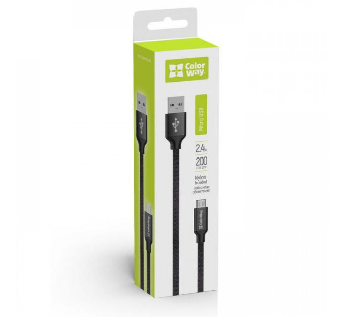 Дата кабель USB 2.0 AM to Micro 5P 2.0m black ColorWay (CW-CBUM009-BK)