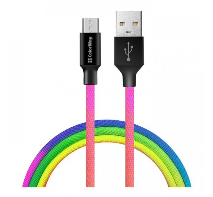 Дата кабель USB 2.0 AM to Micro 5P 1.0m multicolor ColorWay (CW-CBUM017-MC)