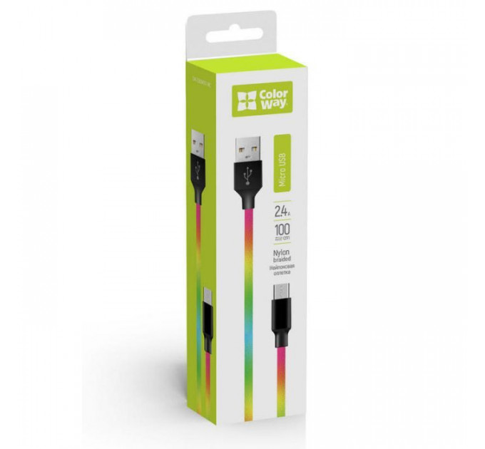 Дата кабель USB 2.0 AM to Micro 5P 1.0m multicolor ColorWay (CW-CBUM017-MC)