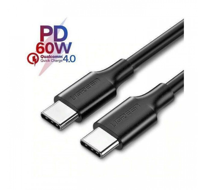Дата кабель USB-C to USB-C 1.0m US286 3A Black Ugreen (50997)