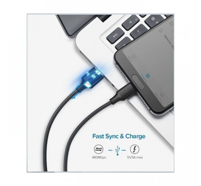 Дата кабеля USB 2.0 AM to USB-C 2.0m US287 Black Ugreen (60118)