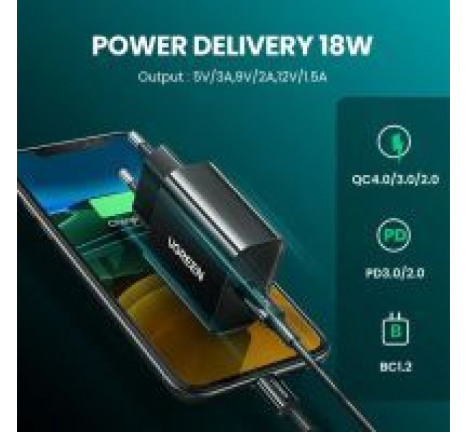 Зарядное устройство для Ugreen CD137 20W Type-C PD Charger (Black) (10191)