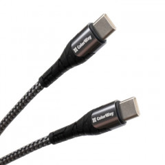 Дата кабель USB-C to USB-C 1.0m PD Fast Charging 65W 3А grey ColorWay (CW-CBPDCC040-GR)