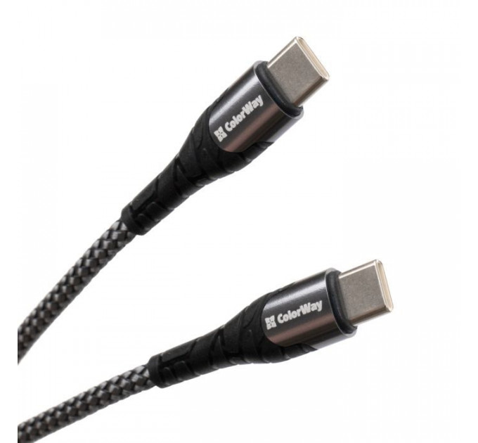 Дата кабель USB-C to USB-C 1.0m PD Fast Charging 65W 3А grey ColorWay (CW-CBPDCC040-GR)