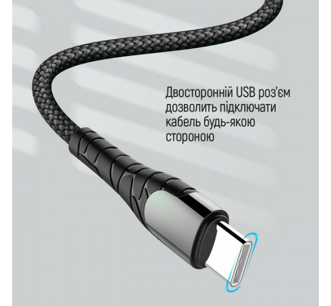 Дата кабель USB-C to USB-C 1.0m PD Fast Charging 65W 3А grey ColorWay (CW-CBPDCC040-GR)