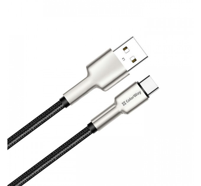 Дата кабель USB 2.0 AM to USB-C 1.0m head metal black ColorWay (CW-CBUC046-BK)