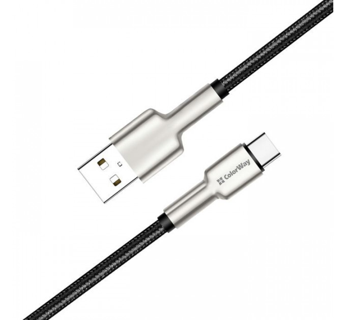 Дата кабель USB 2.0 AM to USB-C 1.0m head metal black ColorWay (CW-CBUC046-BK)