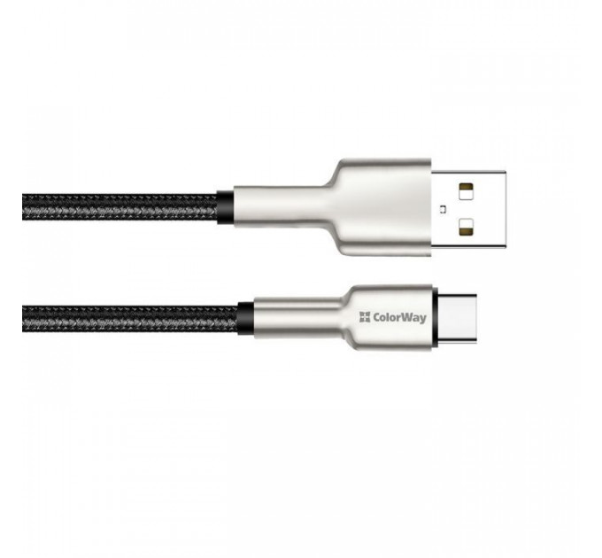 Дата кабель USB 2.0 AM to USB-C 1.0m head metal black ColorWay (CW-CBUC046-BK)
