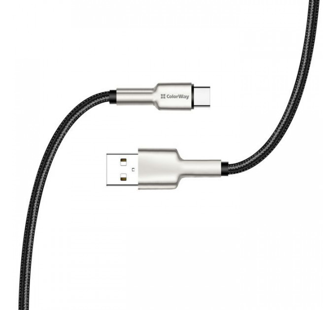 Дата кабель USB 2.0 AM to USB-C 1.0m head metal black ColorWay (CW-CBUC046-BK)