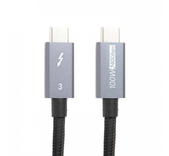 Дата кабель USB-C to USB-C 1.0m Thunderbolt 3 40Gbps, 100W, 20V\/ 5A, 4K\/ PowerPlant (CA913336)