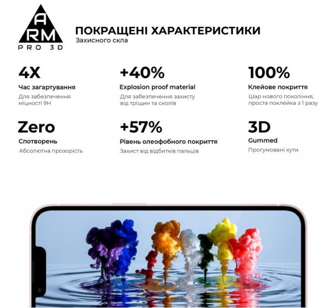 Скло захисне Armorstandart Pro 3D Apple iPhone 13 Pro Max Black (ARM60265)