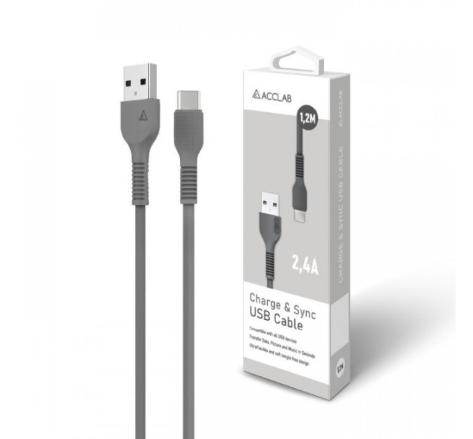 Дата кабель USB 2.0 AM to USB-C 1.2m Black ACCLAB (1283126518232)