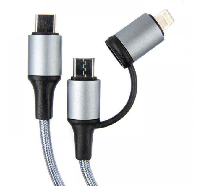 Дата кабель USB-C to USB-C\/Lightning 1.0m gray Dengos (NTK-TC-TCL-GREY)