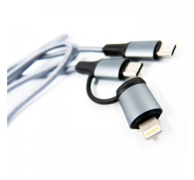 Дата кабель USB-C to USB-C\/Lightning 1.0m gray Dengos (NTK-TC-TCL-GREY)