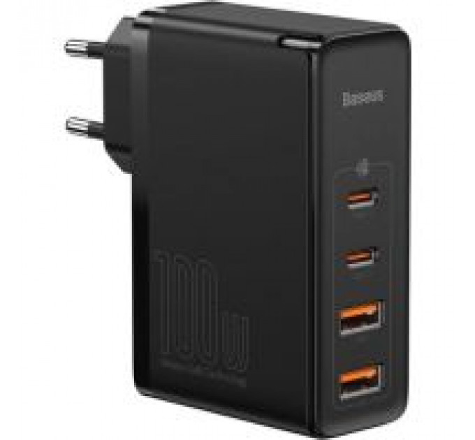 Зарядний пристрій Baseus 2xUSB 100W GaN (2xUSB-C+2xUSB-A) black (CCGAN2P-L01)
