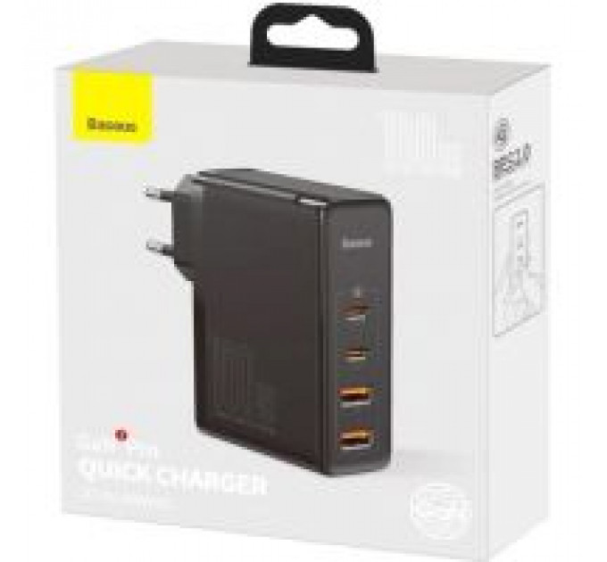 Зарядний пристрій Baseus 2xUSB 100W GaN (2xUSB-C+2xUSB-A) black (CCGAN2P-L01)