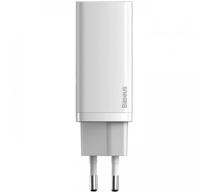 Зарядний пристрій Baseus 2xUSB 65W GaN (USB-C+USB-A) white (CCGAN2L-B02)