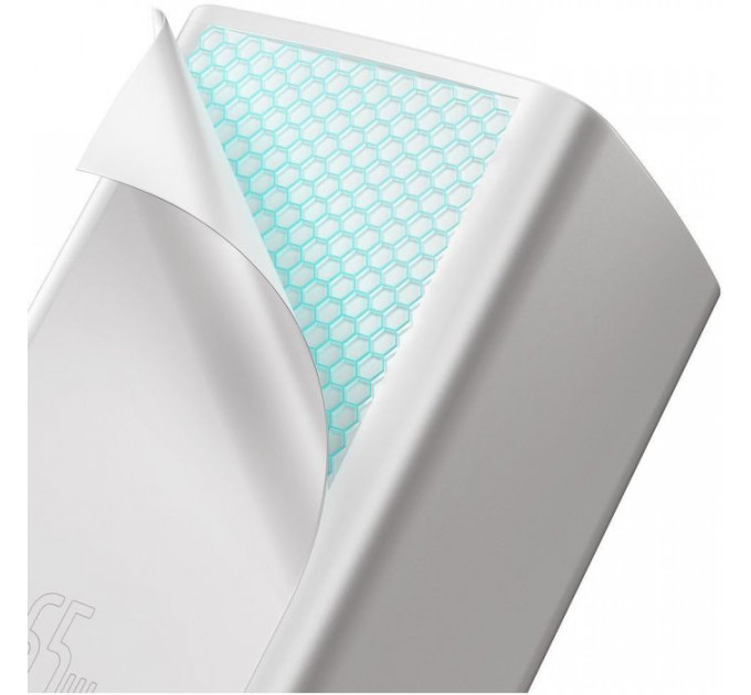 Зарядний пристрій Baseus 2xUSB 65W GaN (USB-C+USB-A) white (CCGAN2L-B02)