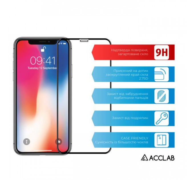 Скло захисне ACCLAB Full Glue ESD Apple Iphone X\/XS\/11 Pro (1283126532139)