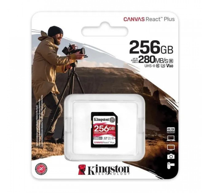 Карта пам/'яті Kingston 256GB SDXC class 10 UHS-II U3 Canvas React Plus (SDR2V6\/256GB)