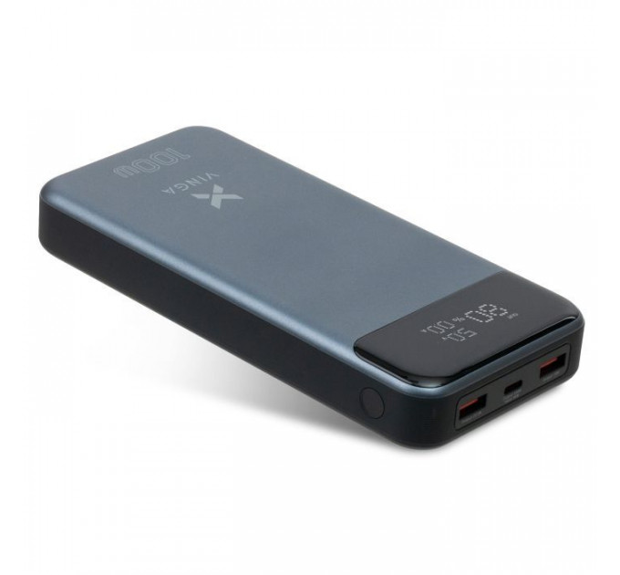 Батарея універсальна Vinga 30000 mAh 100W Display VA Grey (Li-Ion) (VPBB30100)