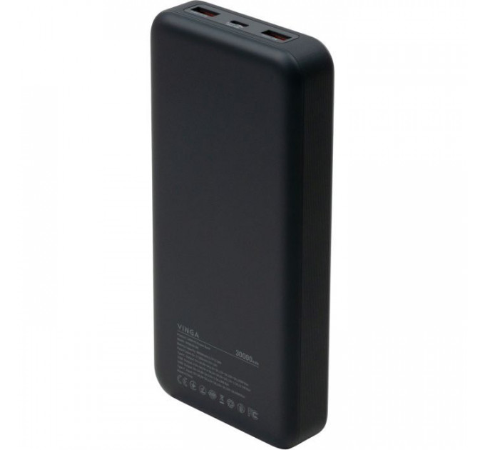 Батарея універсальна Vinga 30000 mAh 100W Display VA Grey (Li-Ion) (VPBB30100)