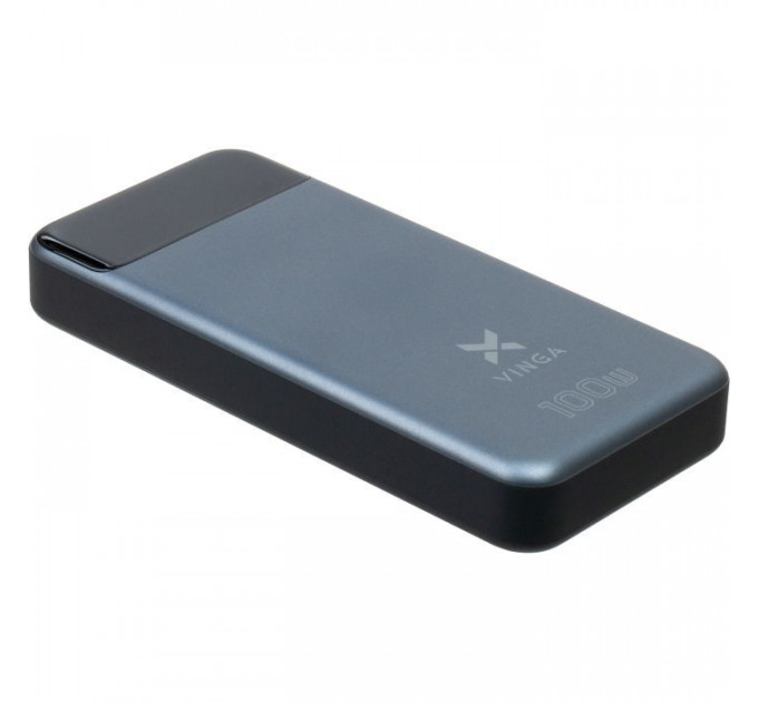 Батарея універсальна Vinga 30000 mAh 100W Display VA Grey (Li-Ion) (VPBB30100)