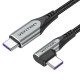 Дата кабель USB-C to USB-C 0.5m USB2.0 60W (20V\/3A) angle 90° Gray Aluminum Alloy VENTION (TRAHD)