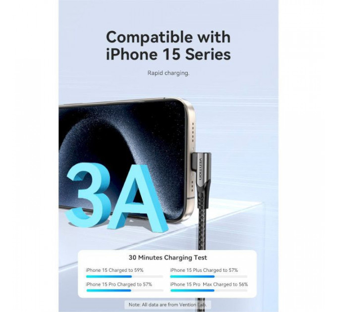 Дата кабеля USB-C на USB-C 0.5m USB2.0 60W (20V\/3A) angle 90° Gray Aluminum Alloy VENTION (TRAHD)