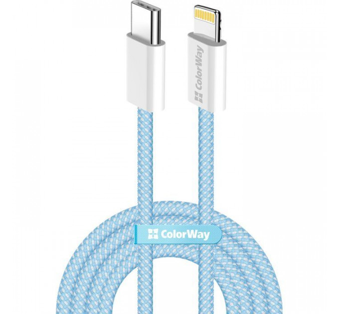 Дата кабель USB-C to Lightning 1.0m 27W blue ColorWay (CW-CBPDCL061-BL) Дата кабель USB-C to Lightning 1.0m 27W blue ColorWay (CW-CBPDCL061-BL)
