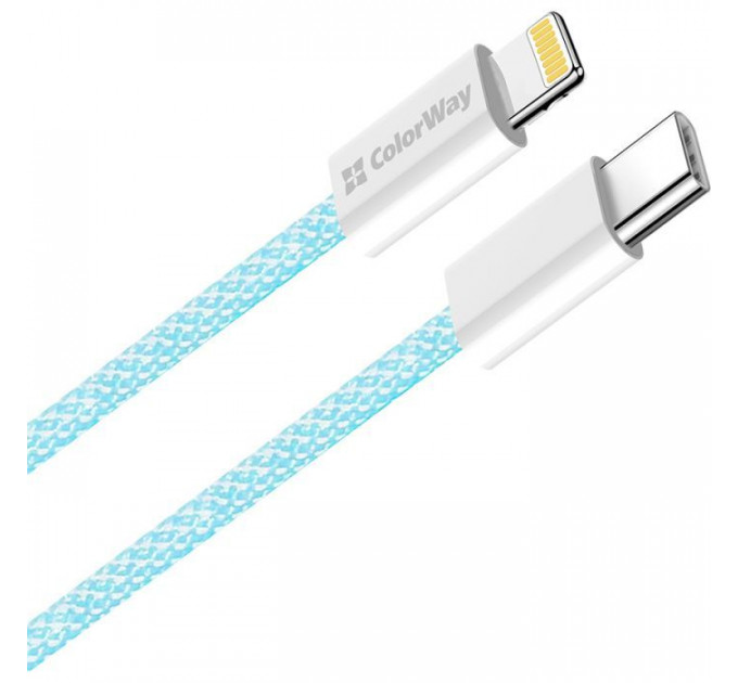 Дата кабель USB-C to Lightning 1.0m 27W blue ColorWay (CW-CBPDCL061-BL)
