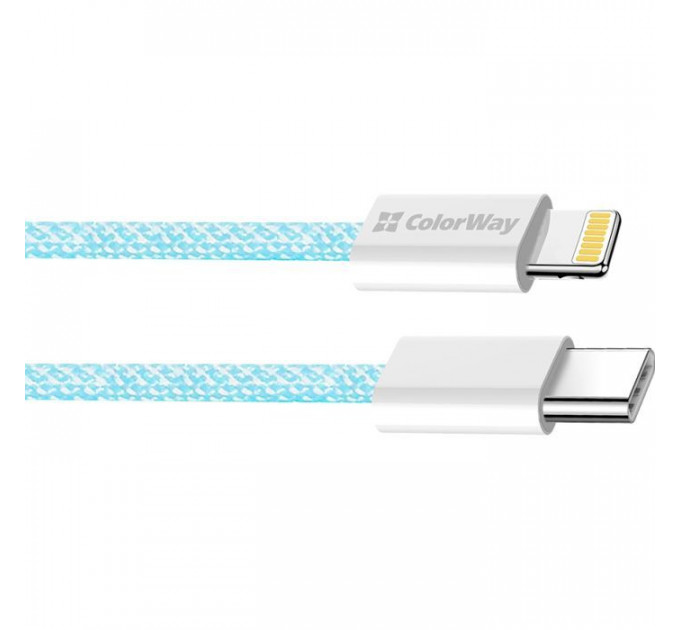Дата кабель USB-C to Lightning 1.0m 27W blue ColorWay (CW-CBPDCL061-BL)